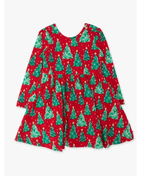 O Christmas Tree Knit Long Sleeve Twirl Dress