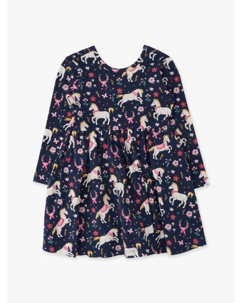 Pony Petals Knit Long Sleeve Twirl Dress