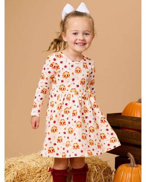 Gobble Gingham Knit Long Sleeve Twirl Dress
