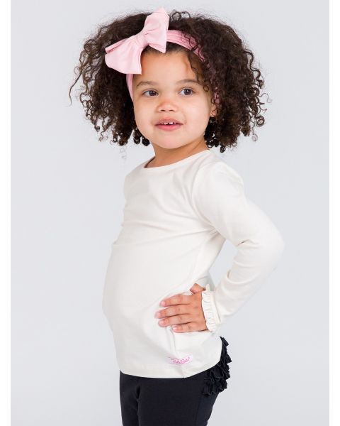 Ivory Knit Long Sleeve Ruffle Layering Tee