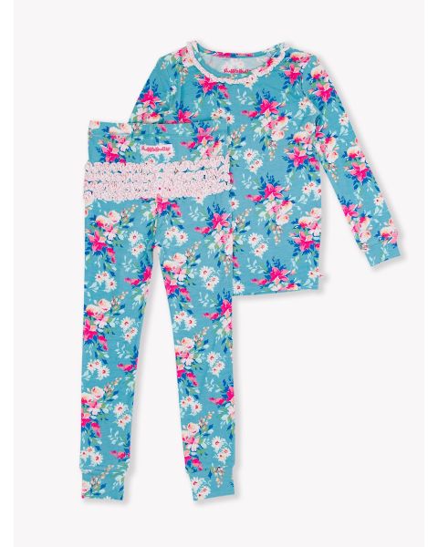 Fancy Me Floral Toddler Ruffle Long Sleeve Pajama Set, Bamboo Viscose