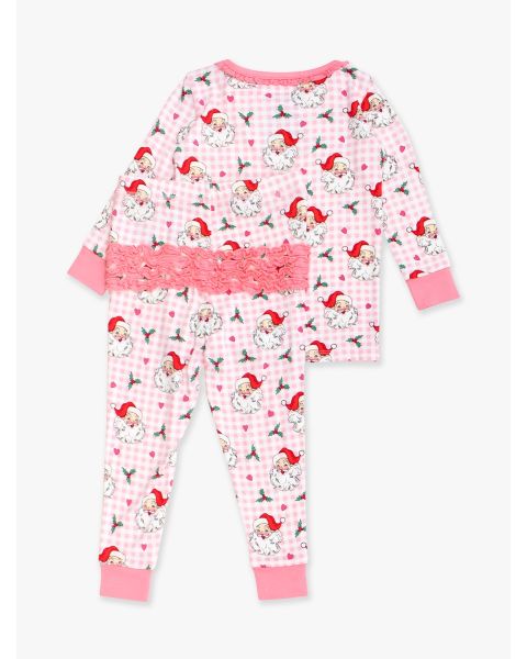 Dear Santa Toddler Ruffle Long Sleeve Pajama Set, Bamboo Viscose