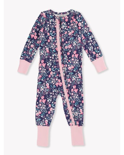 Moonlit Meadow Convertible Ruffle One Piece Pajama, Bamboo Viscose