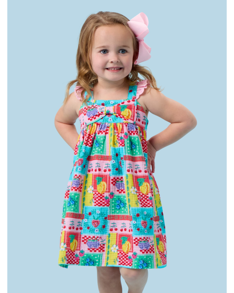Picnic Party Cotton Gauze Flutter Bow Woven Dress