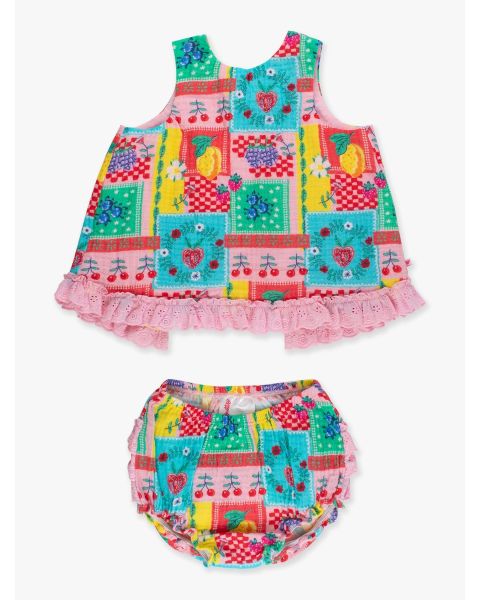 Picnic Party Cotton Gauze Swing Top and Bloomer Set