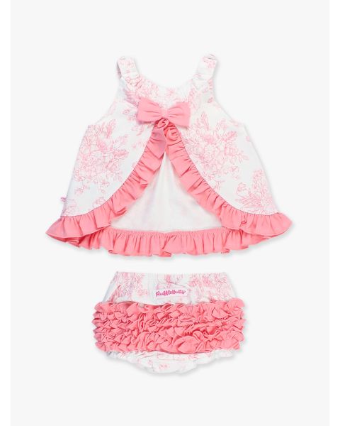 Bubblegum Pink Butterfly Garden Toile Knit Swing Top and Bloomer Set