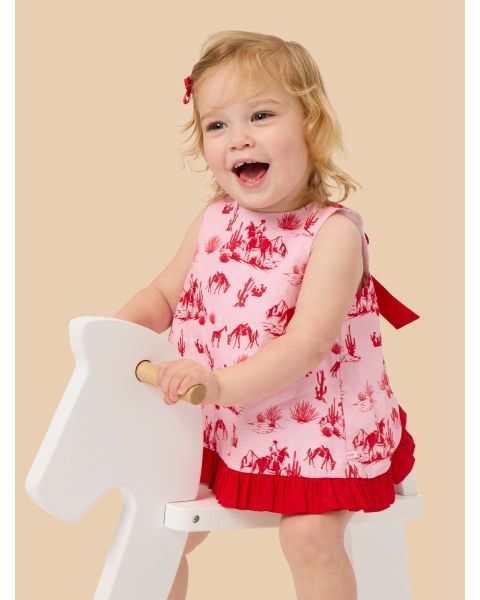 Pink Trail Toile Ruffle Swing Top and Bloomer Set