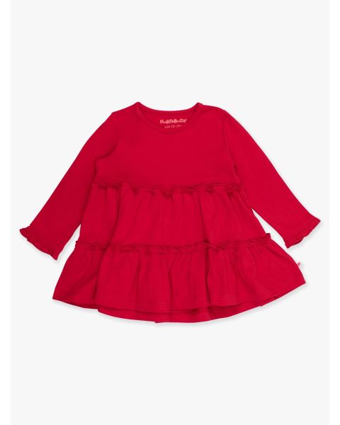 Red Knit Ruffle Tiered Tunic