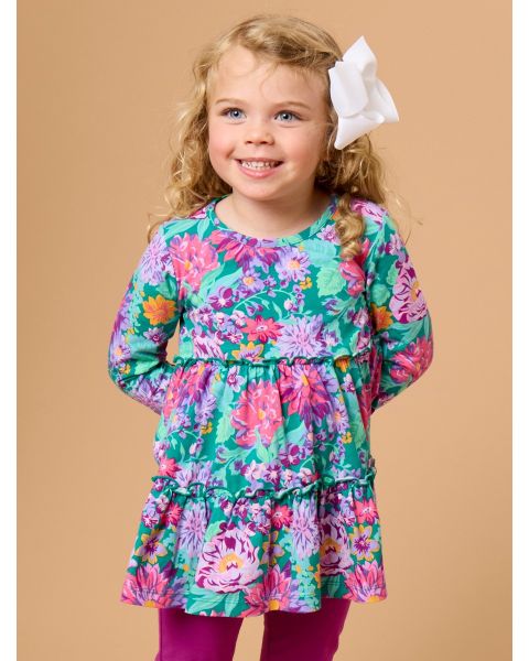 Wisteria Blooms Knit Ruffle Tiered Tunic