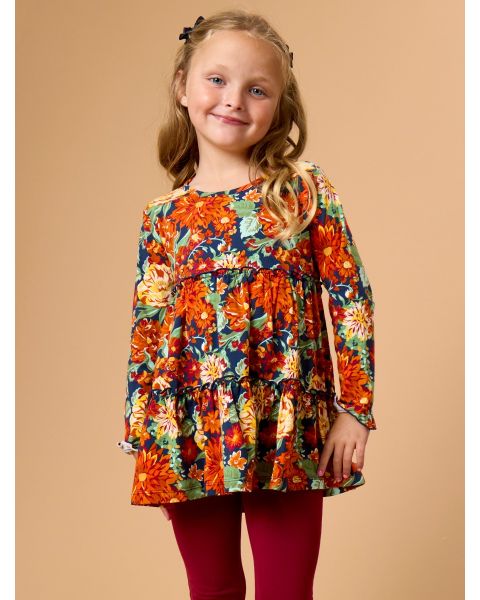Autumn Blooms Knit Ruffle Tiered Tunic