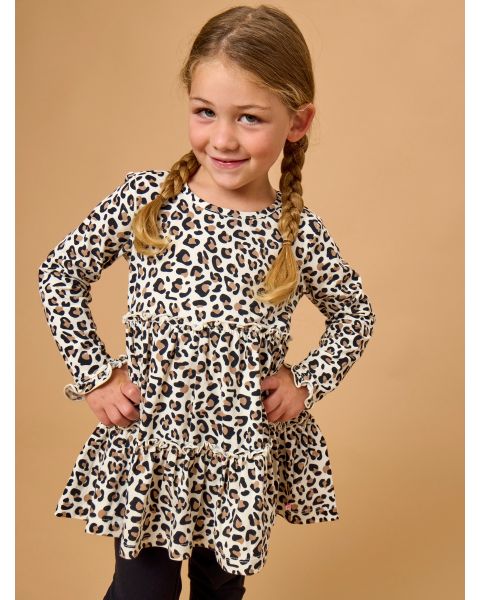Classic Leopard Knit Ruffle Tiered Tunic