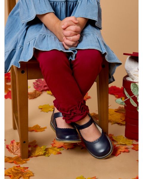 Dark Cherry Ruffle Leggings, with Signature Rear Ruffles