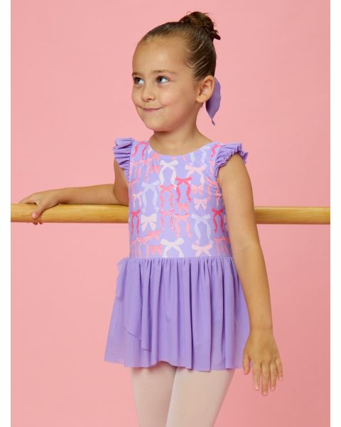 Rosy Ribbons Flutter Sleeve Leotard