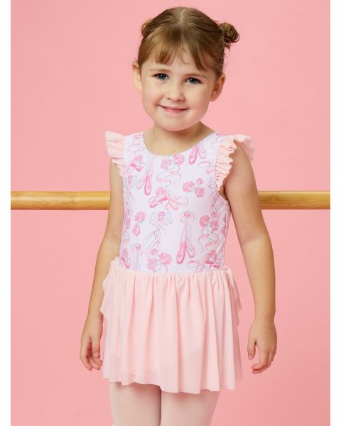 Rosy Ballet Bows Flutter Sleeve Leotard