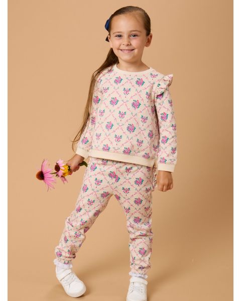 Heather Oatmeal Bouquets Flutter Sweatshirt Jogger Set