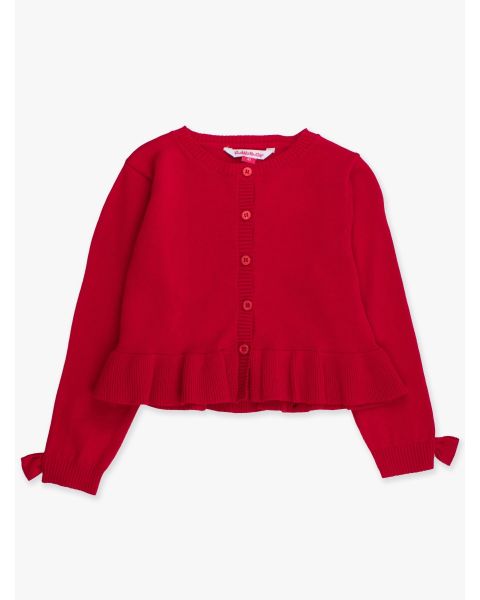 Red Sweater Knit Peplum Cardigan