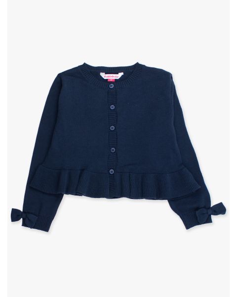 Dark Navy Sweater Knit Peplum Cardigan