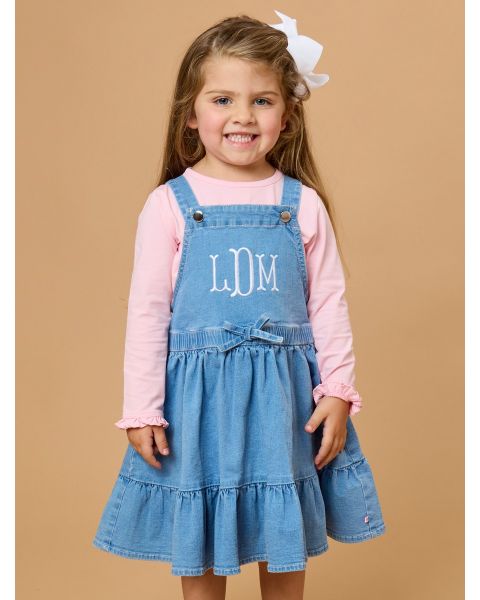 Light Wash Stretch Denim Overall Jumper Dress