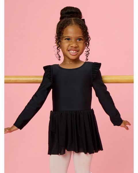 Black Flutter Long Sleeve Leotard