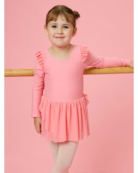 Bubblegum Pink Flutter Long Sleeve Leotard