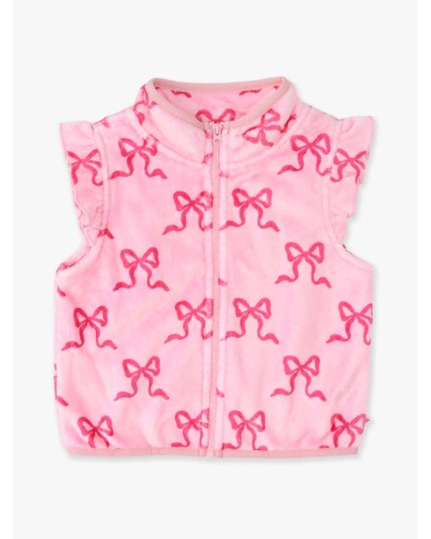 Hot Pink Bows Ruffle Marshmallow Fleece Vest