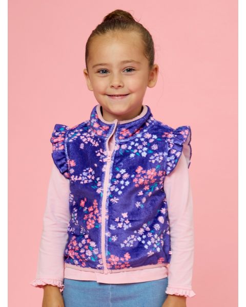 Purple Meadow Ruffle Marshmallow Fleece Vest