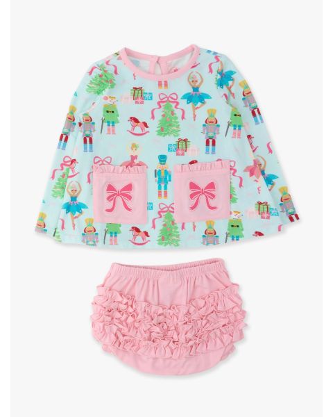 Nutcracker Wishes Knit Long Sleeve Applique Pocket Swing Set