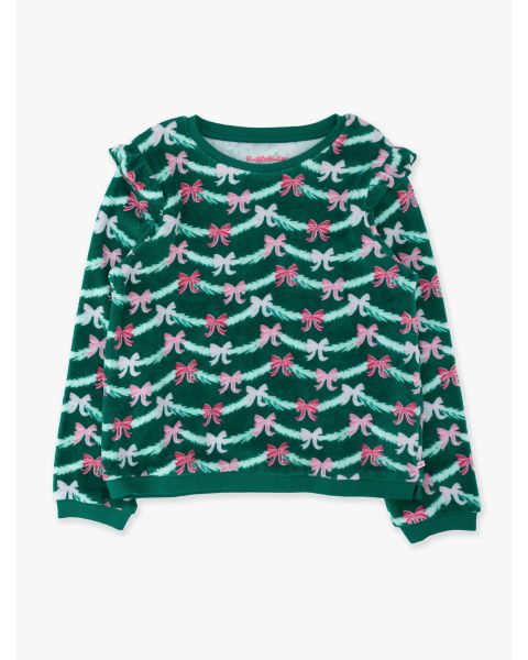 Emerald Tinsel Tidings Velour Flutter Sweatshirt