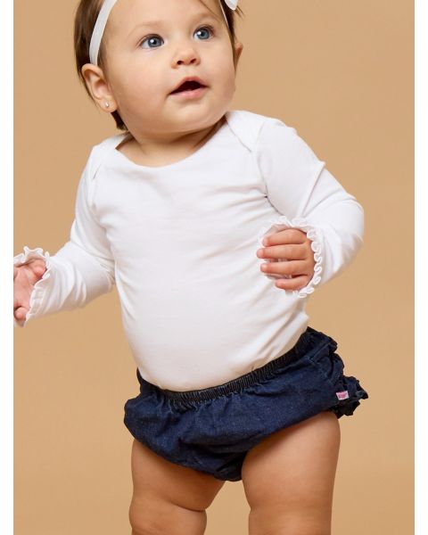 Dark Wash Stretch Denim RuffleButt Bloomer