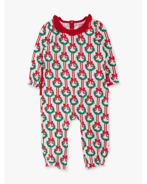 Deck The Halls Knit Long Sleeve Ruffle Full Length Romper