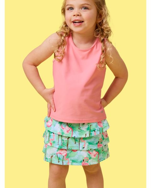 Green Vibrant Flamingo Active Skort