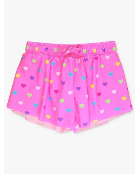 Neon Pink Colorful Hearts Active Butterfly Shorts