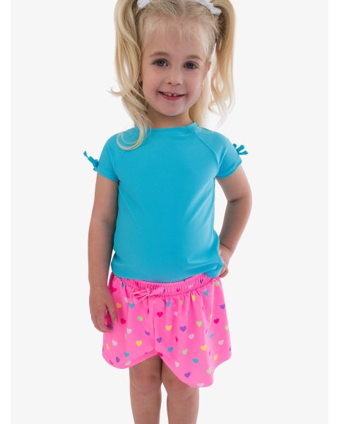 Neon Pink Colorful Hearts Active Butterfly Shorts