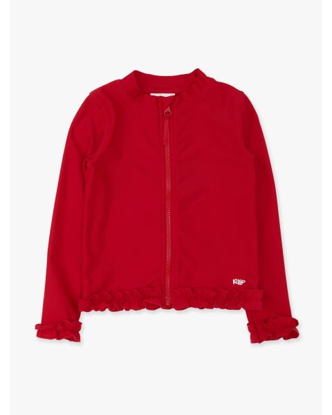 Red Active Full Zip Ruffle Jacket