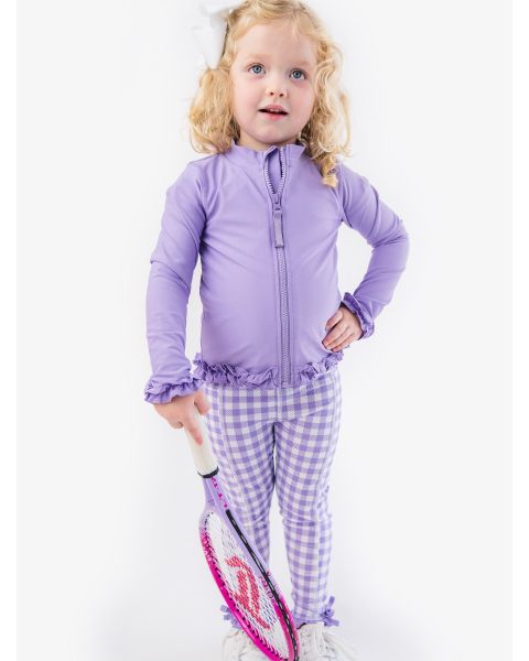 Wisteria Purple Active Full Zip Ruffle Jacket