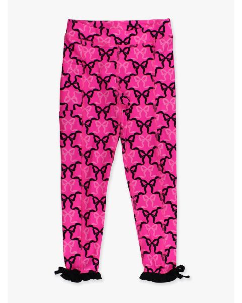Neon Magenta Bows Active Pocket Ruffle Legging
