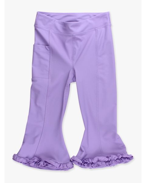 Wisteria Purple Active Flared Ruffle Hem Pants