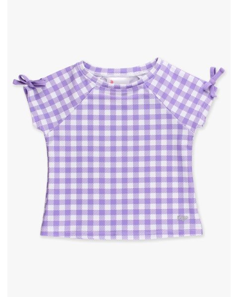 Wisteria Purple Gingham Active Raglan Bow Shirt