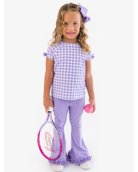 Wisteria Purple Gingham Active Raglan Bow Shirt