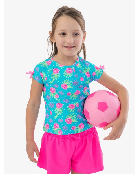 Neon Happy Hibiscus Active Raglan Bow Shirt
