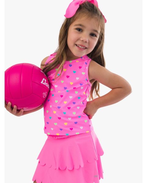 Neon Pink Colorful Hearts Active Tank Top