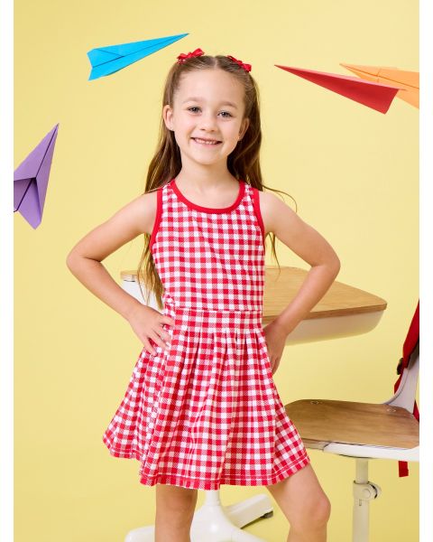 Red Gingham Active Dress & Bike Short Set