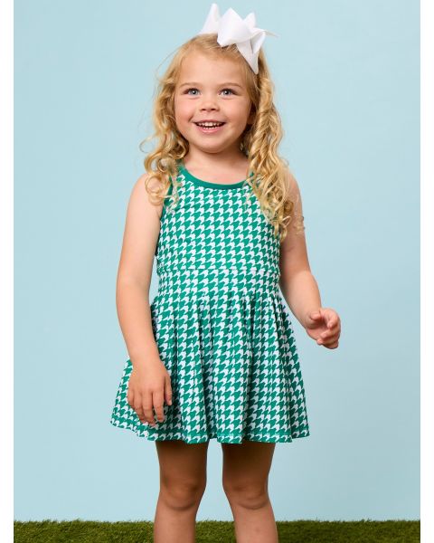 Varsity Green Houndstooth Active Dress & Bike Short Set