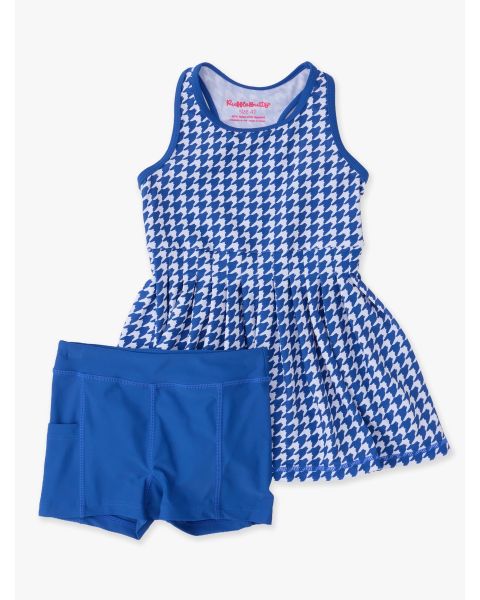 Varsity Blue Houndstooth Active Dress & Bike Short Set