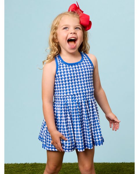 Varsity Blue Houndstooth Active Dress & Bike Short Set