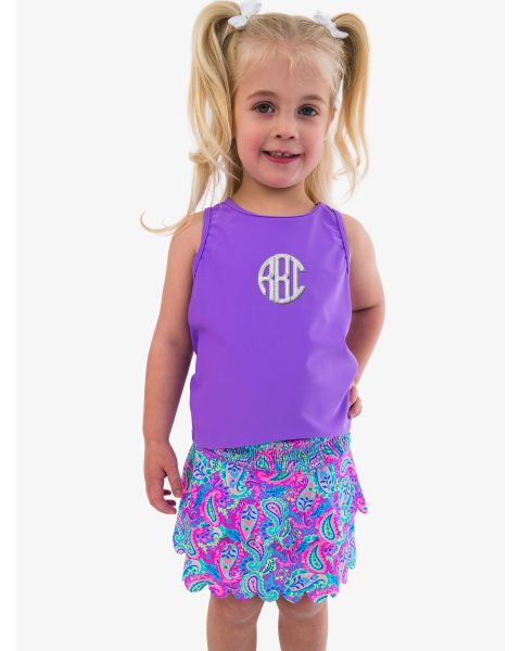Neon Paisley Pop Active Tiered Flare Skort