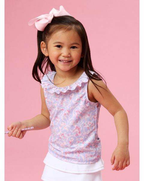 Lavender Floral Princess Active Ruffle Tank Top