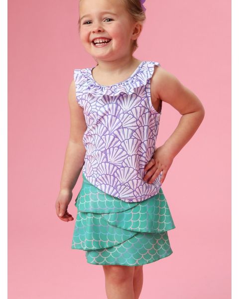 Marine Green Scales Active Princess Tiered Skort