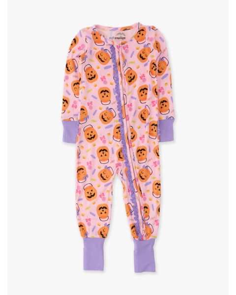 Pumpkin Boo Crew Convertible Ruffle One Piece Pajama, Bamboo Viscose