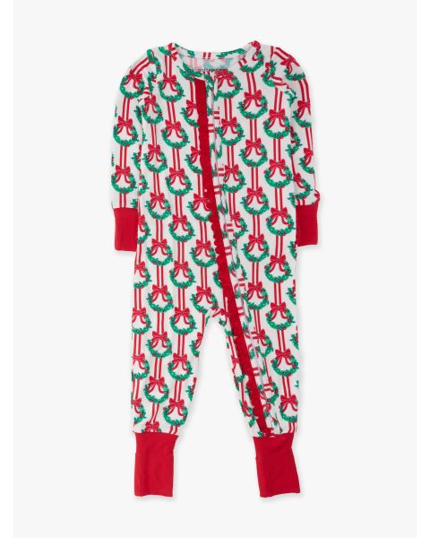 Deck The Halls Convertible Ruffle One Piece Pajama, Bamboo Viscose